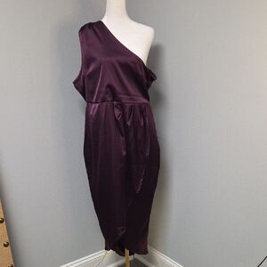 Purple Asymmetrical Ruched Cocktail Dress
